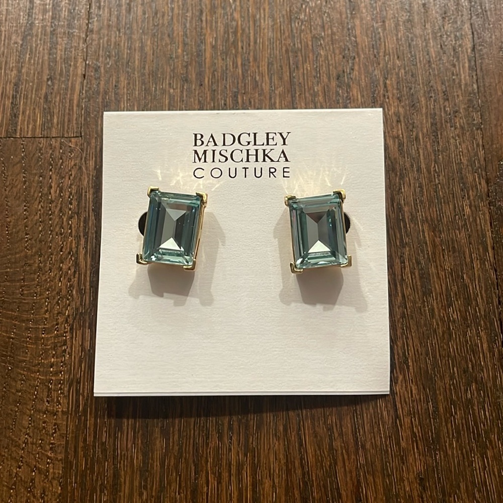 chunky blue earrings with a gold border